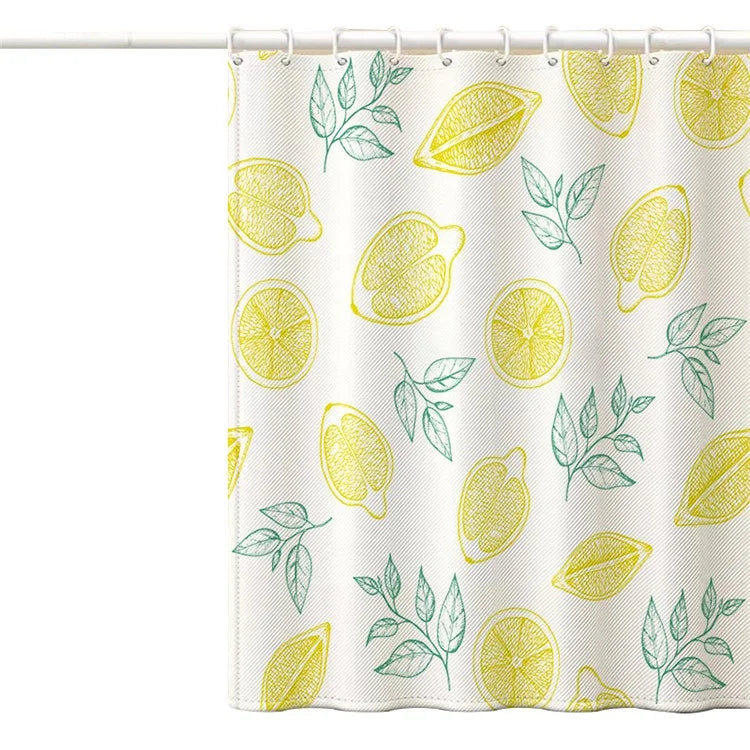 150x180cm Polyester Shower Curtains 3D Fruit Pattern Washable Bath Curtain with 12 Hooks