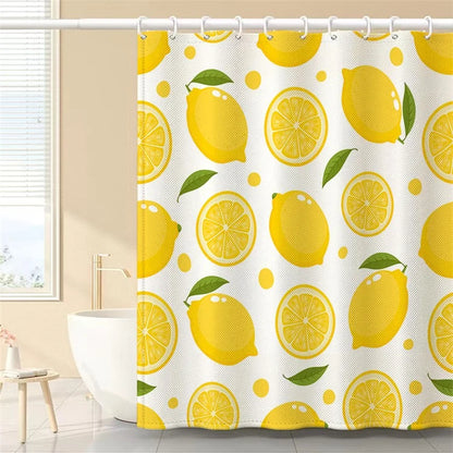150x180cm Polyester Shower Curtains 3D Fruit Pattern Washable Bath Curtain with 12 Hooks