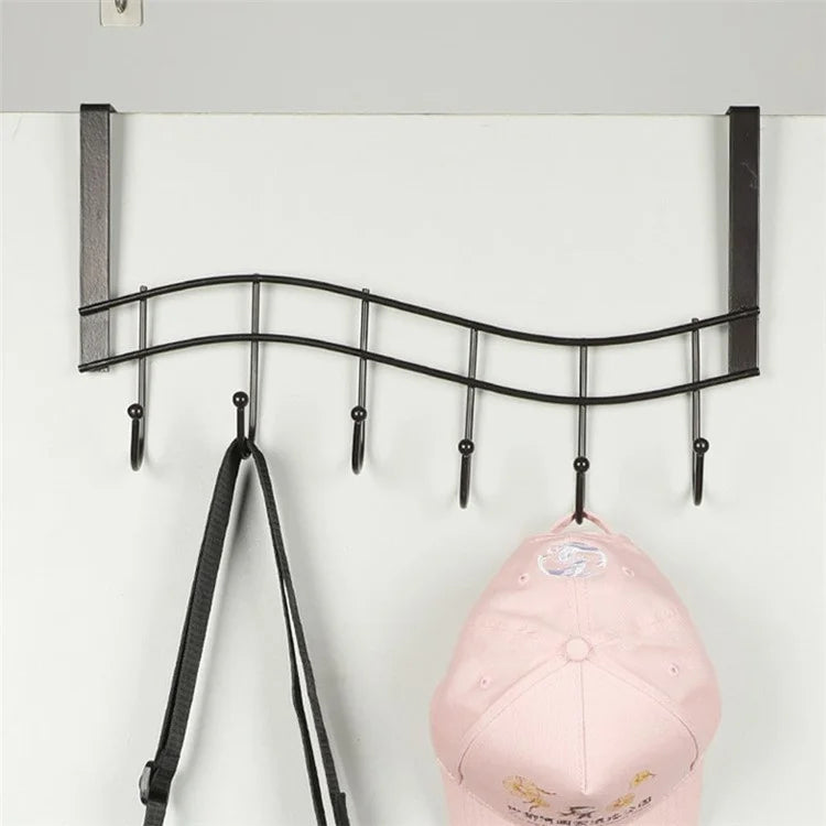 001-ZJ-H009 Over The Door Hooks Note Shape Metal 6 Door Hanger Towel Racks for Bathroom