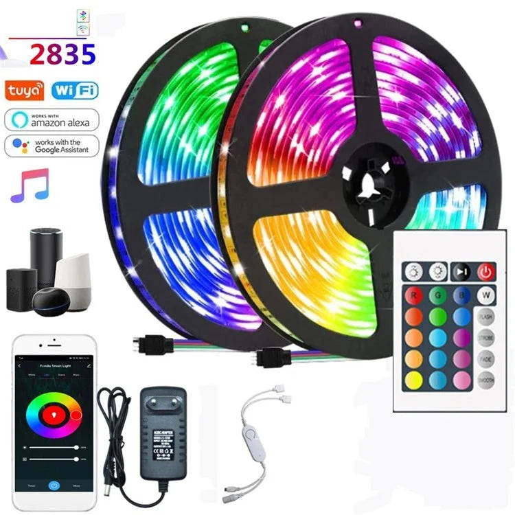 5m Tuya App Control RGB 2835 SMD Flexible 270-LED Light Strip with 24-Key Remote