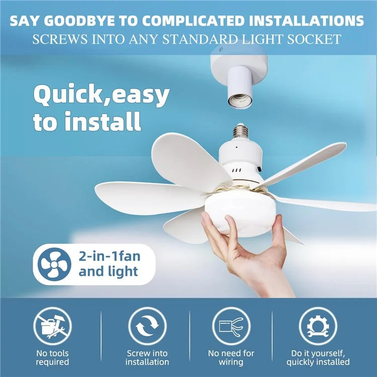 30W Integrated Chandelier Ceiling Fan E27 Lamp 3 Color Temperature Light with Remote Control