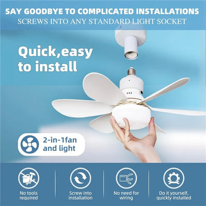 30W Integrated Chandelier Ceiling Fan E27 Lamp 3 Color Temperature Light with Remote Control