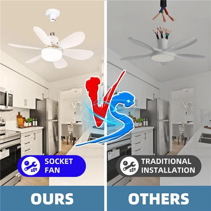 30W Integrated Chandelier Ceiling Fan E27 Lamp 3 Color Temperature Light with Remote Control