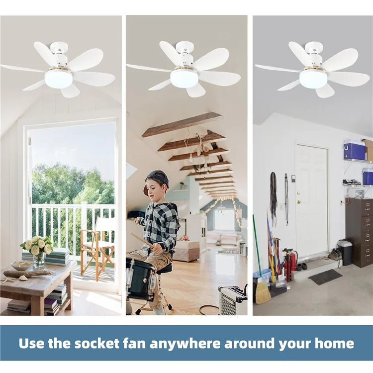 30W Integrated Chandelier Ceiling Fan E27 Lamp 3 Color Temperature Light with Remote Control