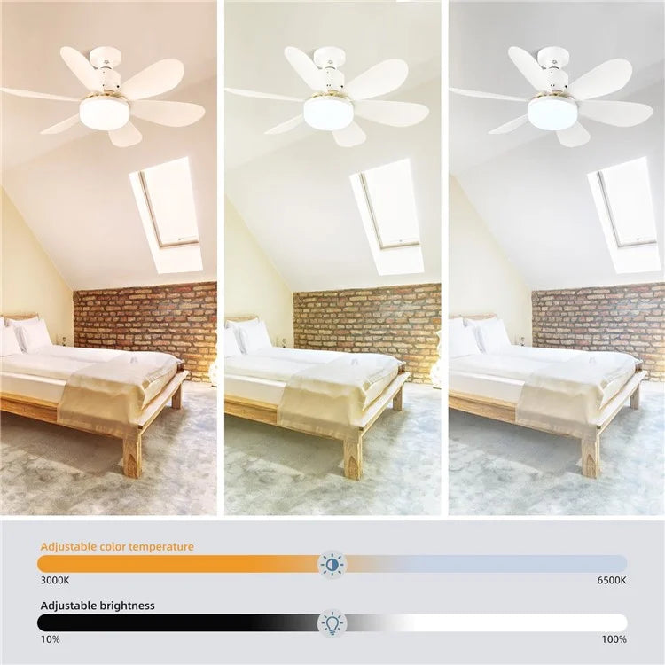 30W Integrated Chandelier Ceiling Fan E27 Lamp 3 Color Temperature Light with Remote Control