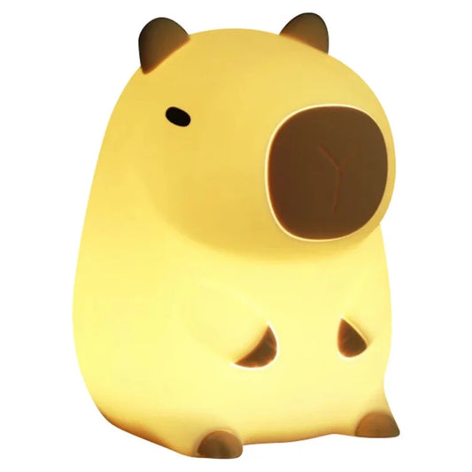 Cute Cartoon Capybara Shape Night Light Silicone Touch Bedside Lamp Desktop Decor