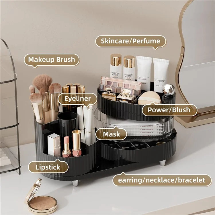 360 Degree Rotating Makeup Organizer Box Swivel Cosmetic Storage Rack