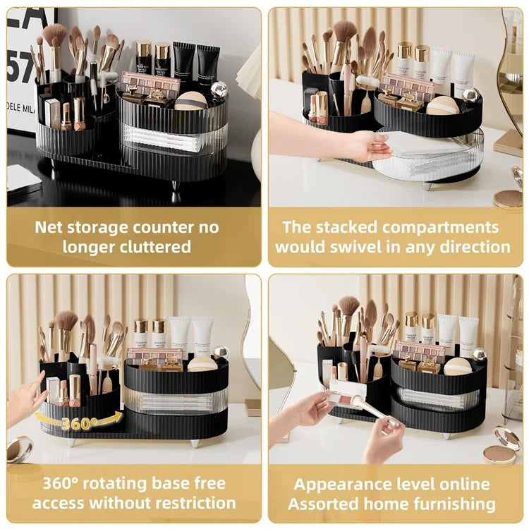 360 Degree Rotating Makeup Organizer Box Swivel Cosmetic Storage Rack