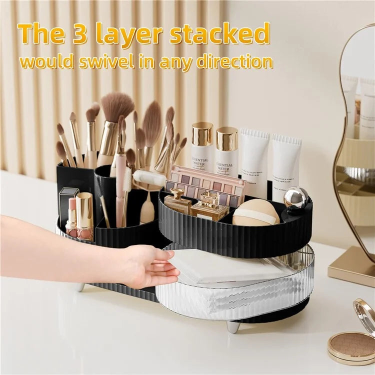 360 Degree Rotating Makeup Organizer Box Swivel Cosmetic Storage Rack