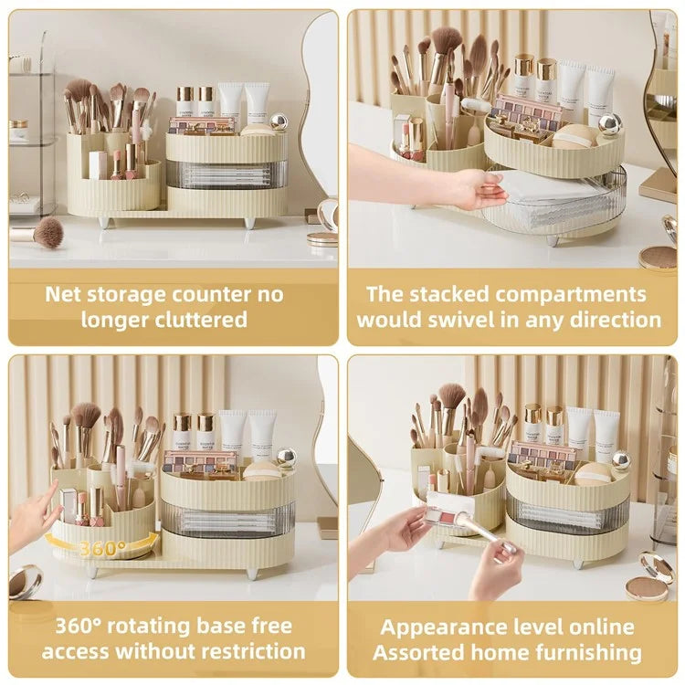 360 Degree Rotating Makeup Organizer Box Swivel Cosmetic Storage Rack