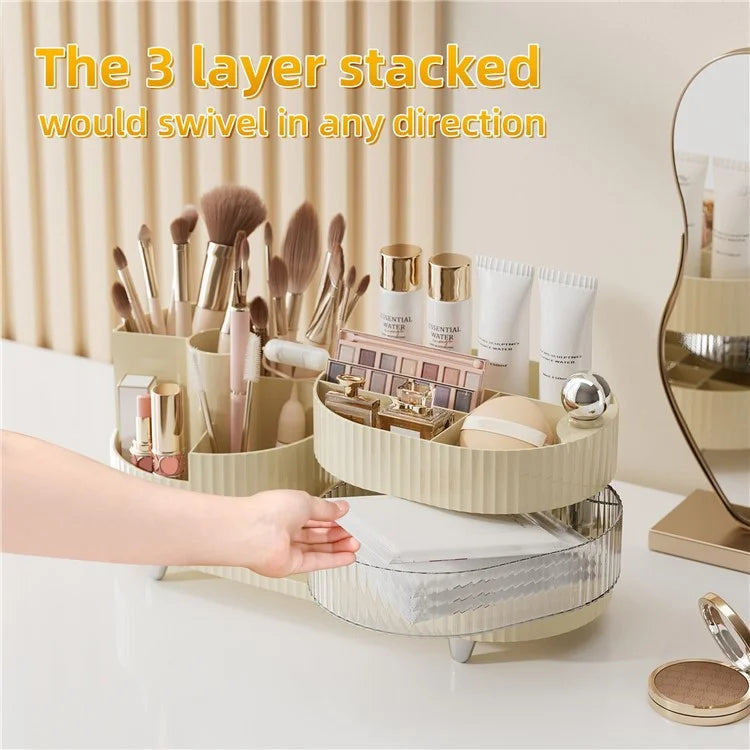 360 Degree Rotating Makeup Organizer Box Swivel Cosmetic Storage Rack
