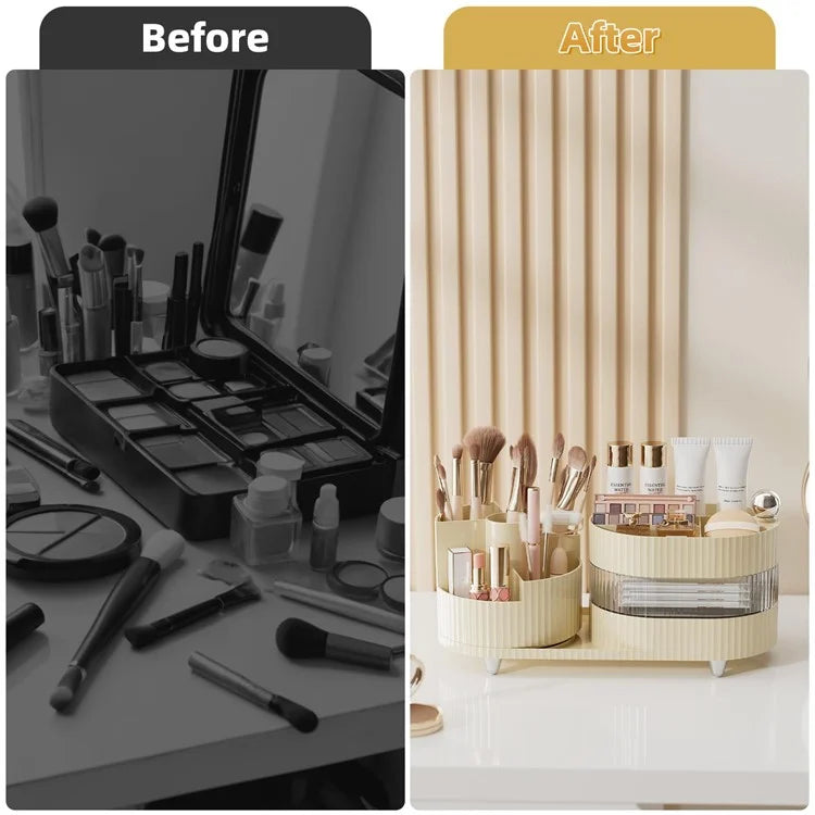 360 Degree Rotating Makeup Organizer Box Swivel Cosmetic Storage Rack