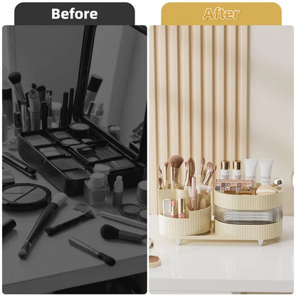 360 Degree Rotating Makeup Organizer Box Swivel Cosmetic Storage Rack