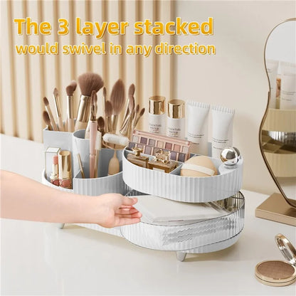 360 Degree Rotating Makeup Organizer Box Swivel Cosmetic Storage Rack