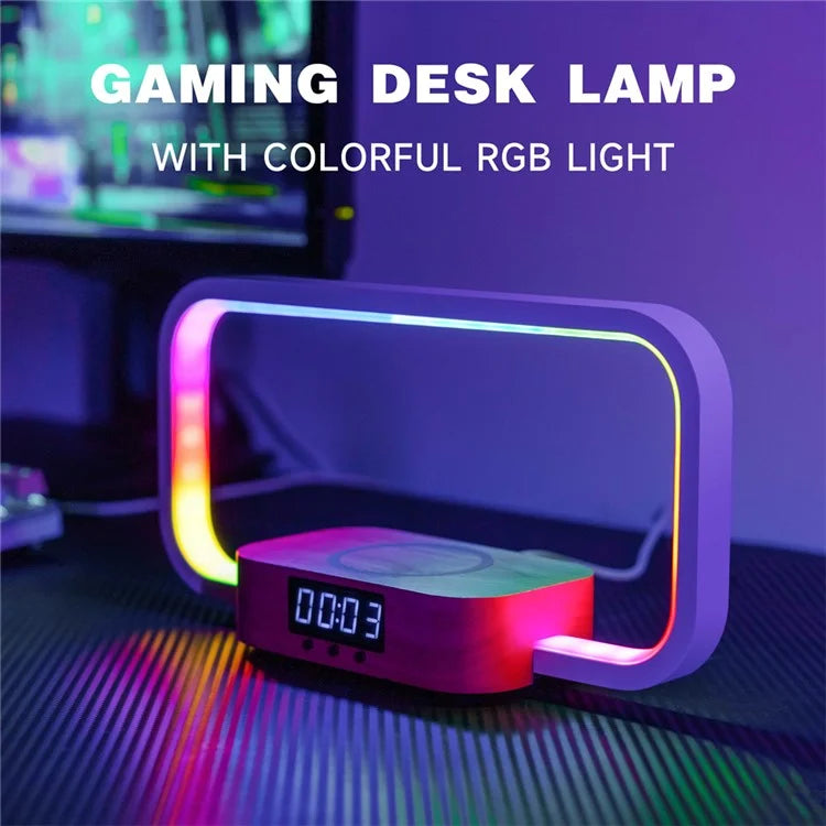 3-in-1 Touch Control RGB Bedside Lamp Night Light with 10W Wireless Charger and Digital Clock