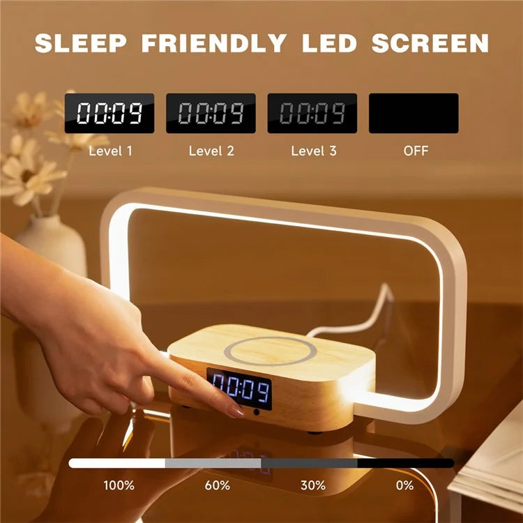 3-in-1 Touch Control RGB Bedside Lamp Night Light with 10W Wireless Charger and Digital Clock
