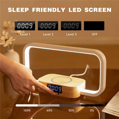 3-in-1 Touch Control RGB Bedside Lamp Night Light with 10W Wireless Charger and Digital Clock
