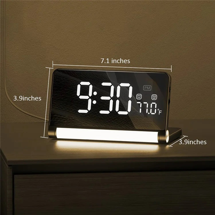 ZM-A1 Temperature Display Foldable LED Digital Alarm Clock with Dimmable Night Light