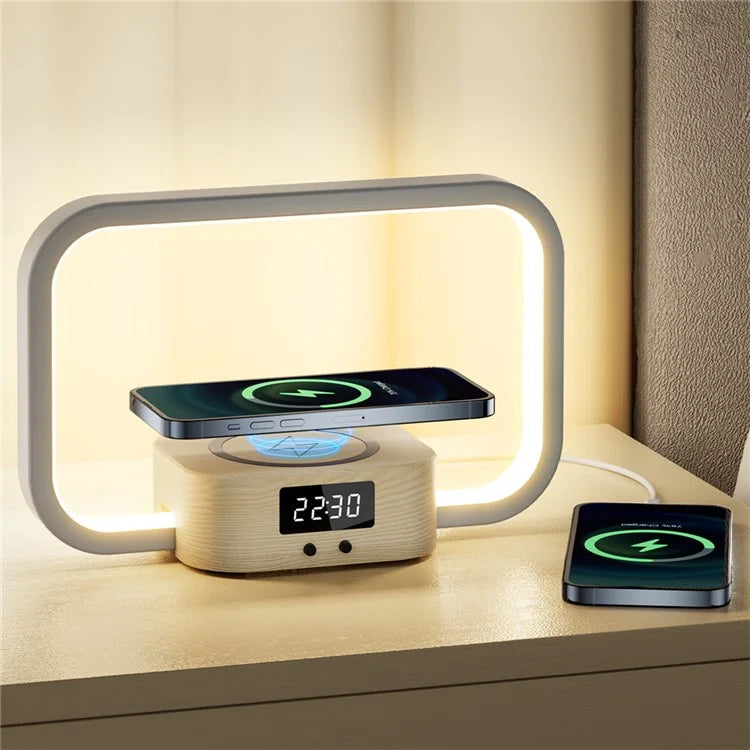 ZM-WRO1 3-in-1 Touch Control Bedside Night Light 10W Wireless Charger Digital Clock