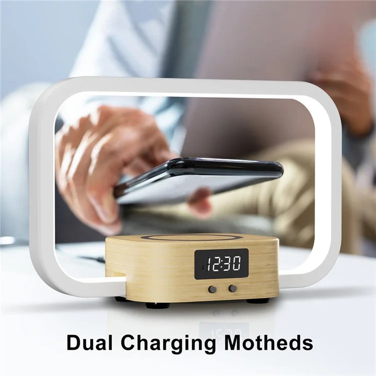ZM-WRO1 3-in-1 Touch Control Bedside Night Light 10W Wireless Charger Digital Clock
