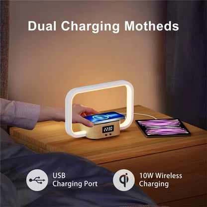ZM-WRO1 3-in-1 Touch Control Bedside Night Light 10W Wireless Charger Digital Clock