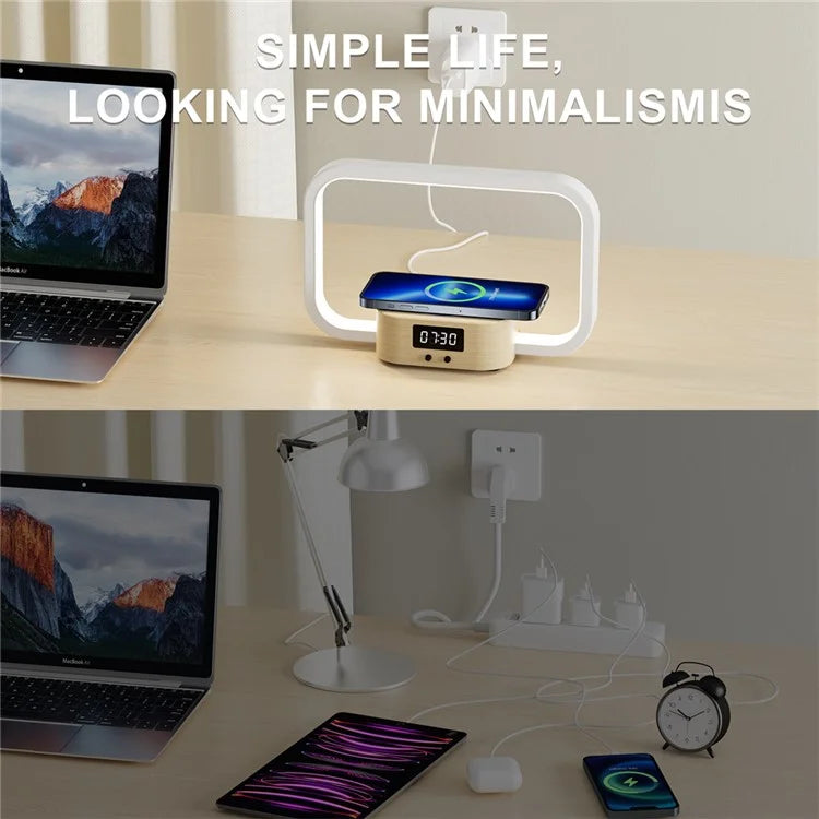 ZM-WRO1 3-in-1 Touch Control Bedside Night Light 10W Wireless Charger Digital Clock