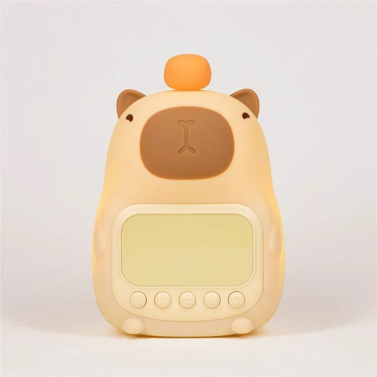 C20 Cute Cartoon Capybara Alarm Clock Dimmable Bedside Night Light for Kids Room