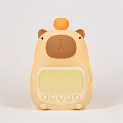 C20 Cute Cartoon Capybara Alarm Clock Dimmable Bedside Night Light for Kids Room