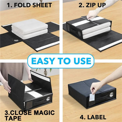 Round Window Blanket Sheet Storage Box Foldable Bed Sheet Quilt Cover Zippered Organizer
