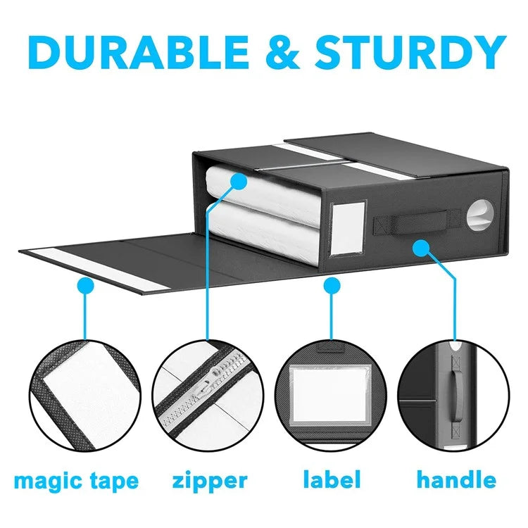 Round Window Blanket Sheet Storage Box Foldable Bed Sheet Quilt Cover Zippered Organizer