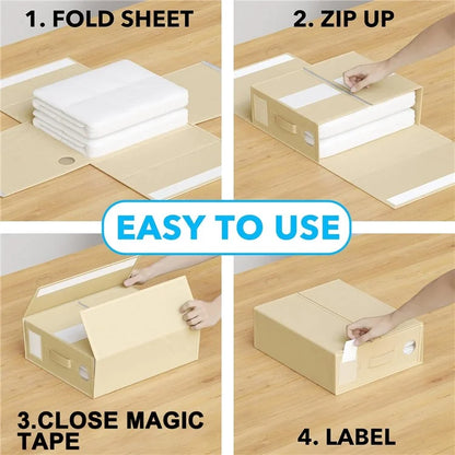 Round Window Blanket Sheet Storage Box Foldable Bed Sheet Quilt Cover Zippered Organizer