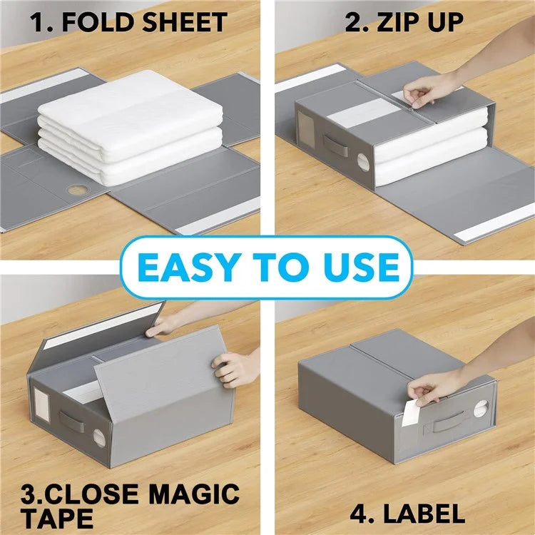 Round Window Blanket Sheet Storage Box Foldable Bed Sheet Quilt Cover Zippered Organizer