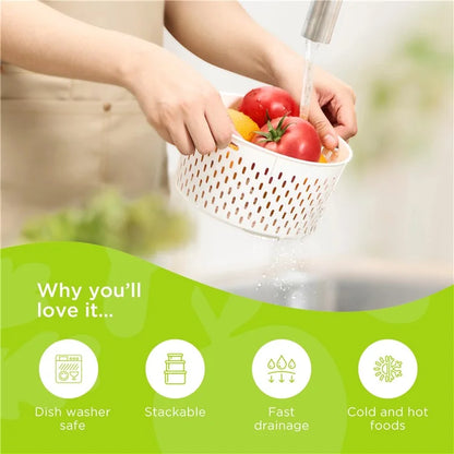 3Pcs Refrigerator Storage Box Round Transparent Drain Basket Fruit Vegetable Fresh-Keeping Box (BPA Free, No FDA)