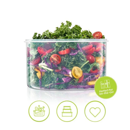 3Pcs Refrigerator Storage Box Round Transparent Drain Basket Fruit Vegetable Fresh-Keeping Box (BPA Free, No FDA)