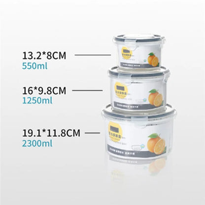 3Pcs Refrigerator Storage Box Round Transparent Drain Basket Fruit Vegetable Fresh-Keeping Box (BPA Free, No FDA)