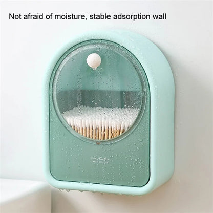 Bathroom Wall-Mounted Cotton Swab Holder Cosmetic Storage Box for Cotton Swabs, Makeup Pads