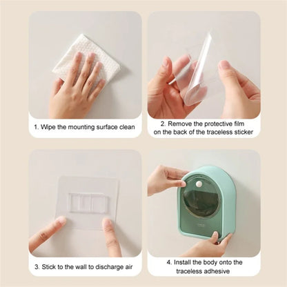 Bathroom Wall-Mounted Cotton Swab Holder Cosmetic Storage Box for Cotton Swabs, Makeup Pads