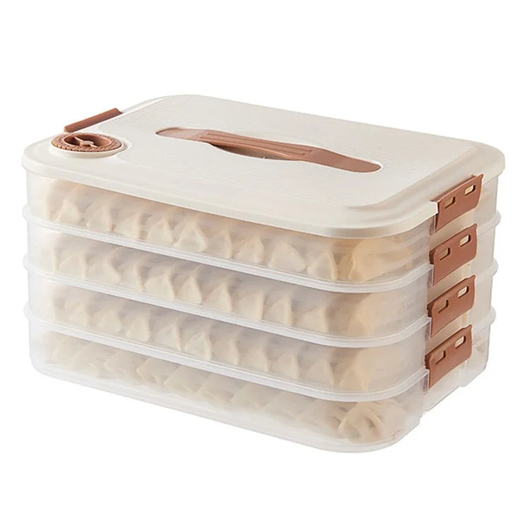 4-Layer Dumpling Storage Box with Lid Food-grade PP5 Dumpling Freezer Storage Box (BPA Free, No FDA Certification)