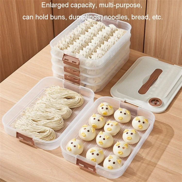 3-Layer Dumpling Steamed Bun Storage Box PP5 Dumpling Freezer Storage Box with Lid (BPA Free, No FDA Certification)