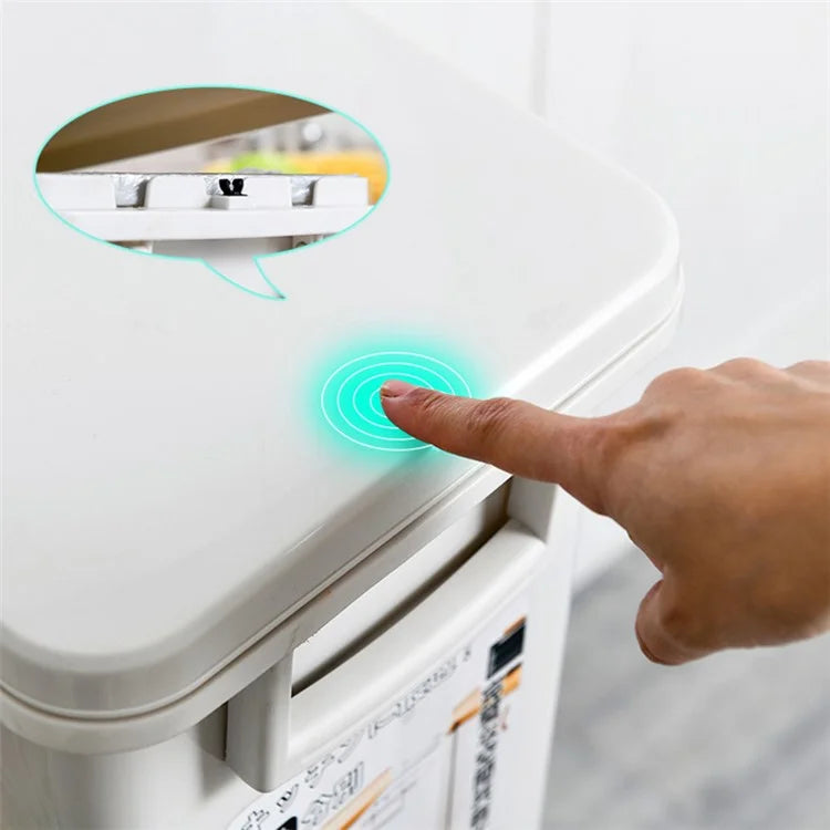 7030 32L Long Tube Kitchen Double Layer Mobile Pulley Garbage Basket Dry Wet Separation Trash Can