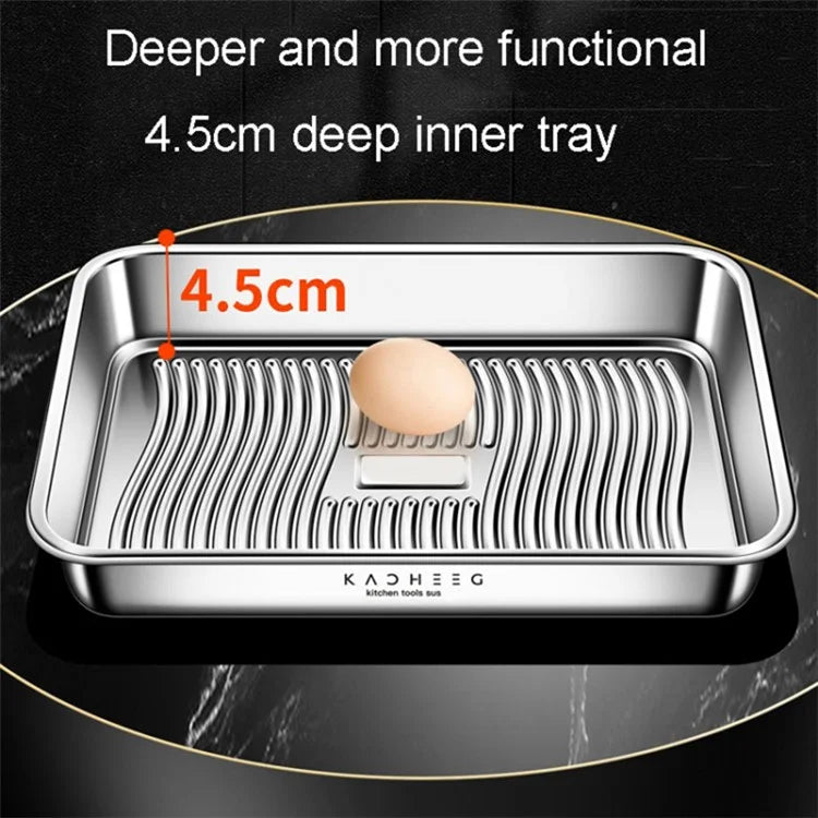 KACHEEG 304 Stainless Steel Refrigerator Dumpling Storage Sealed Box (No FDA)