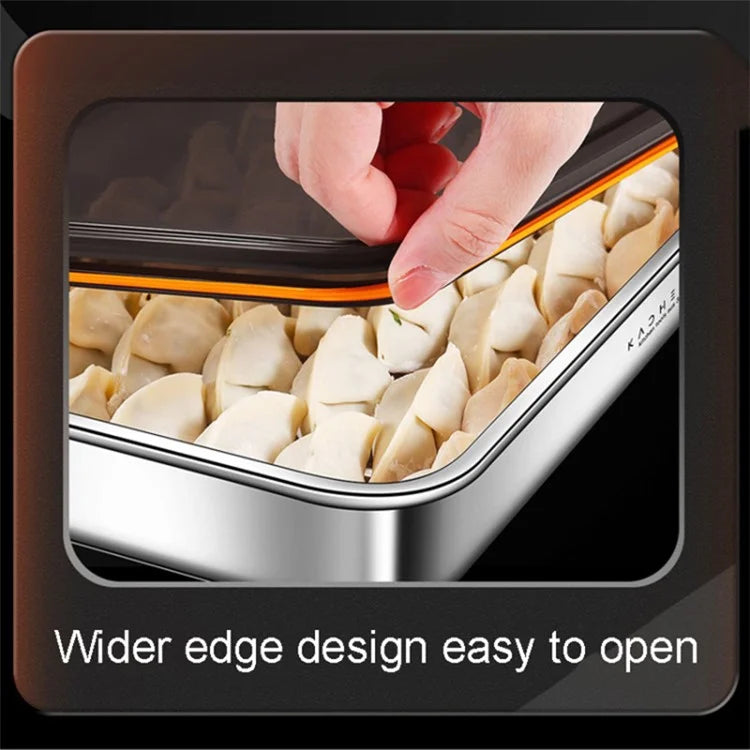 KACHEEG 304 Stainless Steel Refrigerator Dumpling Storage Sealed Box (No FDA)