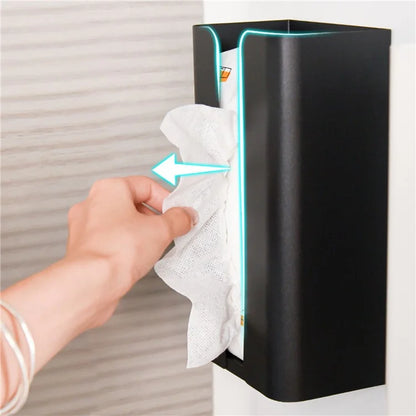 No Drilling Carbon Steel Storage Box Kitchen Tissue Paper Dispenser Holder