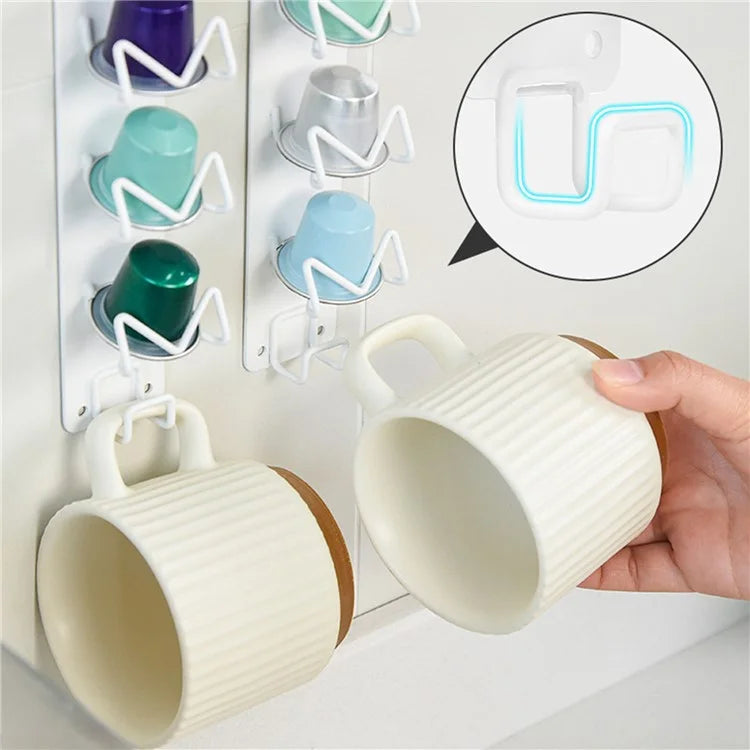 Carbon Steel Magnetic Wall-Mounted Coffee Capsule Holder Storage Rack, Short Style