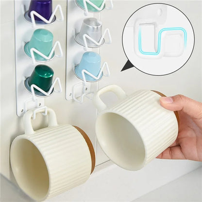 Carbon Steel Magnetic Wall-Mounted Coffee Capsule Holder Storage Rack, Short Style