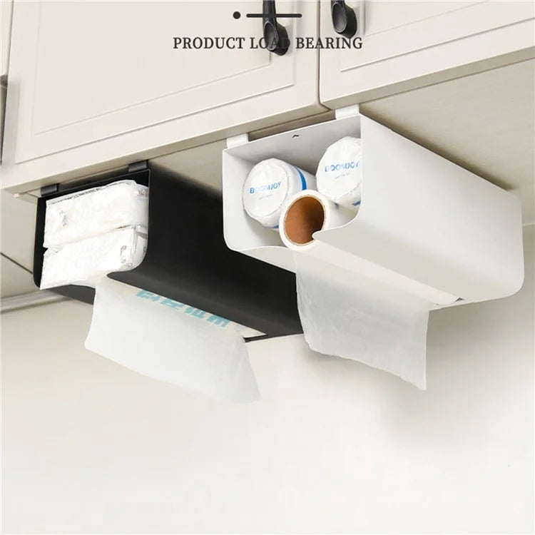 Cabinet Door Hanging Tissue Dispenser Box Carbon Steel Tissue Paper Storage Rack