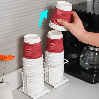 Titanium Steel+PP Desktop Disposable Cup Storage Rack Paper Cup Holder
