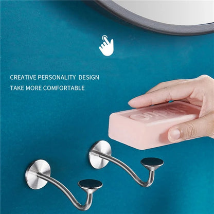 Punch-free Bathroom Wall-Mounted Soap Rack Stainless Steel Magnetic Soap Holder