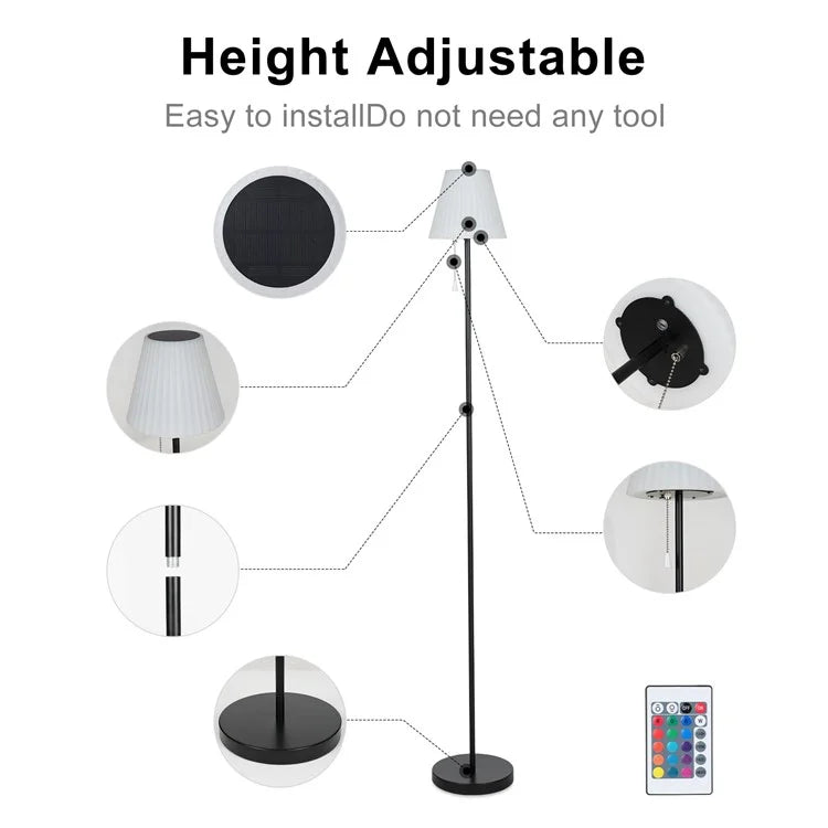 SYD-02 Solar Floor Lamp Height Adjustable RGB Color LED Bar Table Light (CE, UKCA, FCC)