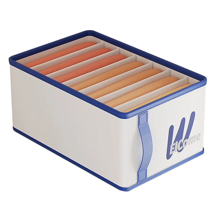 Large 7 Compartments Foldable PE+PP Wardrobe Clothes Organizer Moisture-proof Pants Storage Box